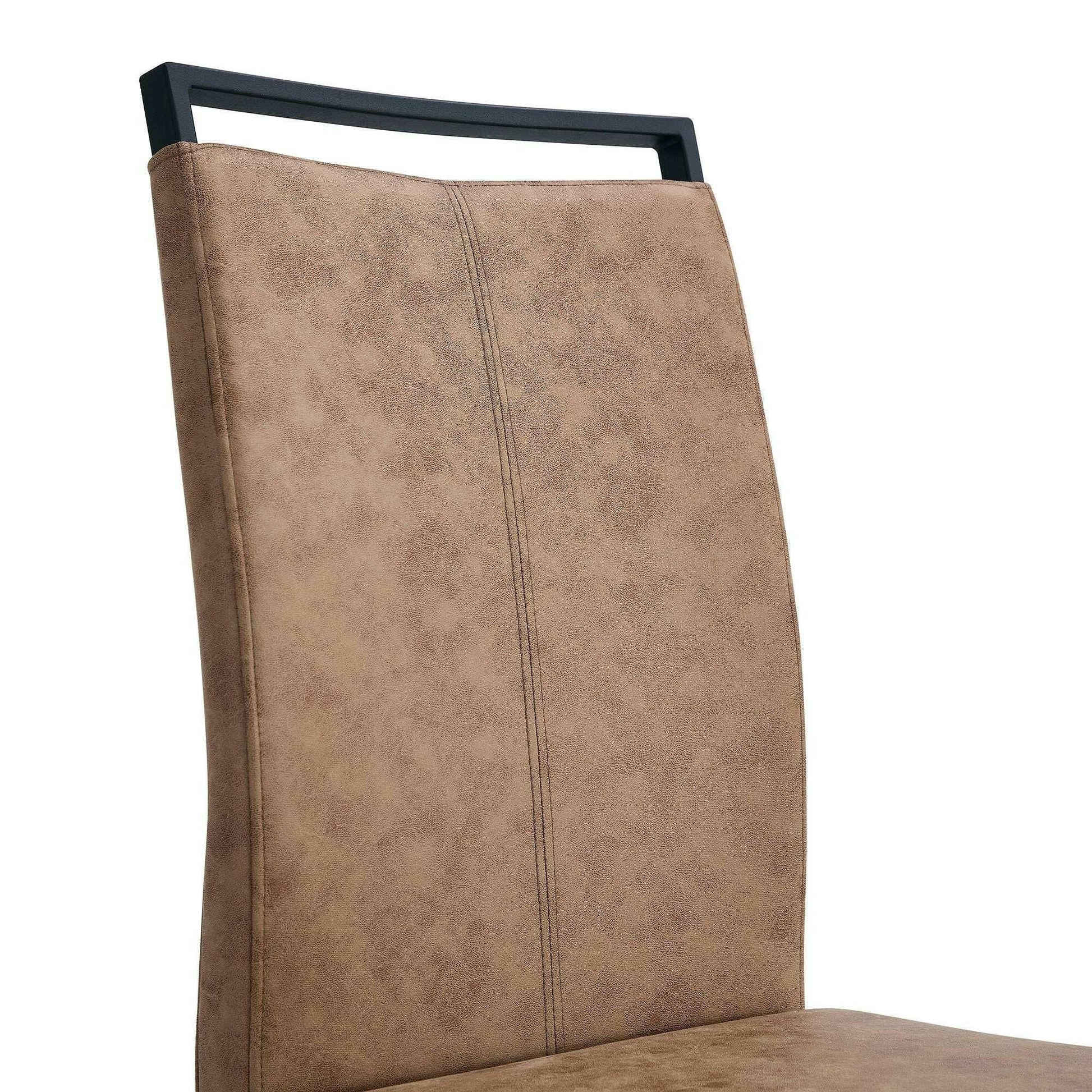 . Tech Cloth Dining Chairs – Brown High Back with Metal Legs Set of 2 - GoTypical