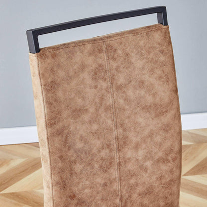 . Tech Cloth Dining Chairs – Brown High Back with Metal Legs Set of 2 - GoTypical