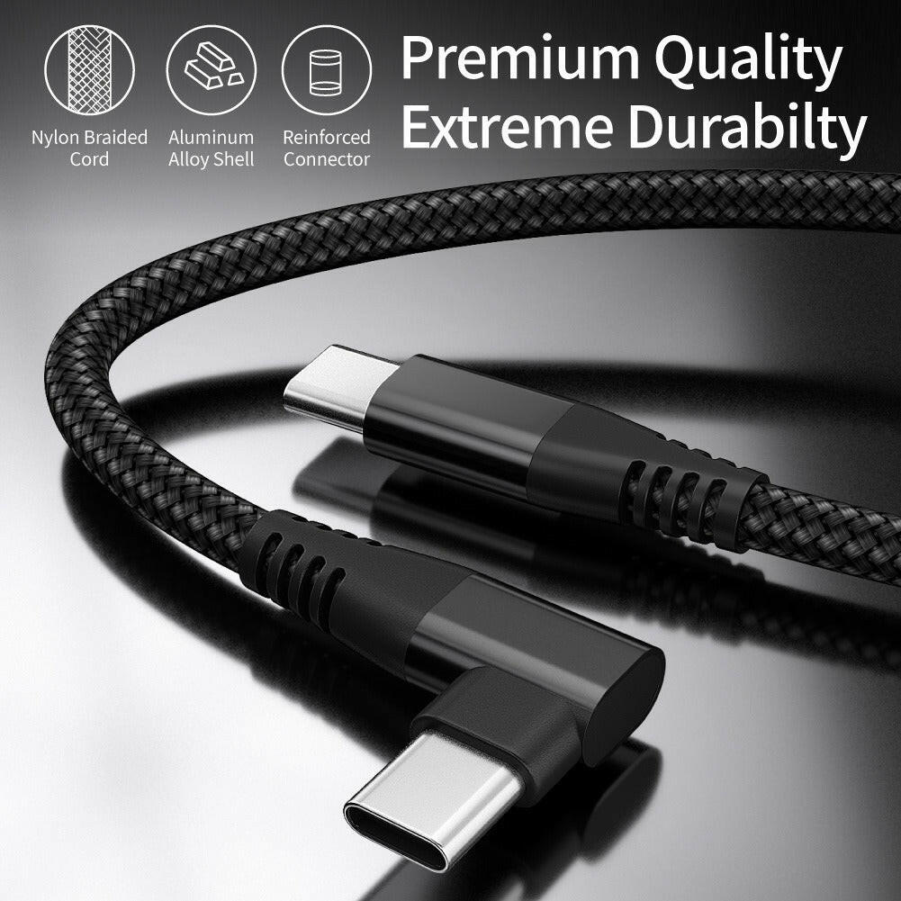 . Double Head Type-C Elbow USB C to C Fast Charging Cable 60W Woven - GoTypical