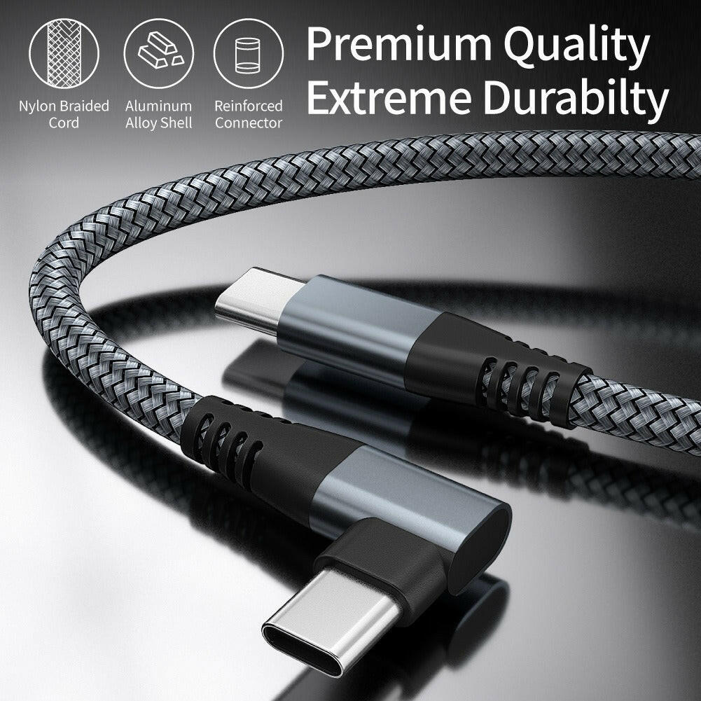 . Double Head Type-C Elbow USB C to C Fast Charging Cable 60W Woven - GoTypical