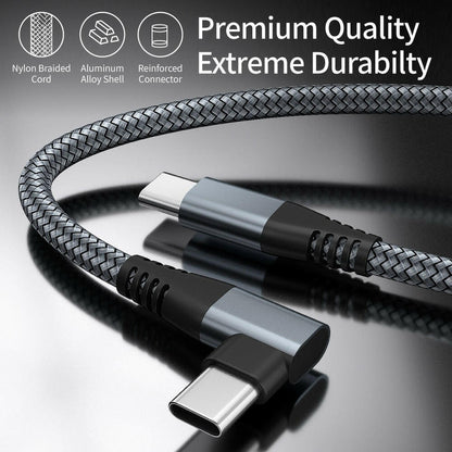 . Double Head Type-C Elbow USB C to C Fast Charging Cable 60W Woven - GoTypical