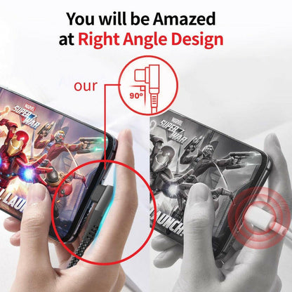 . Double Head Type-C Elbow USB C to C Fast Charging Cable 60W Woven - GoTypical