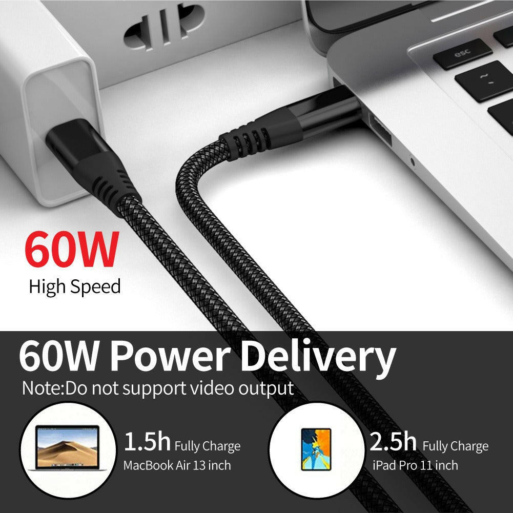 . Double Head Type-C Elbow USB C to C Fast Charging Cable 60W Woven - GoTypical