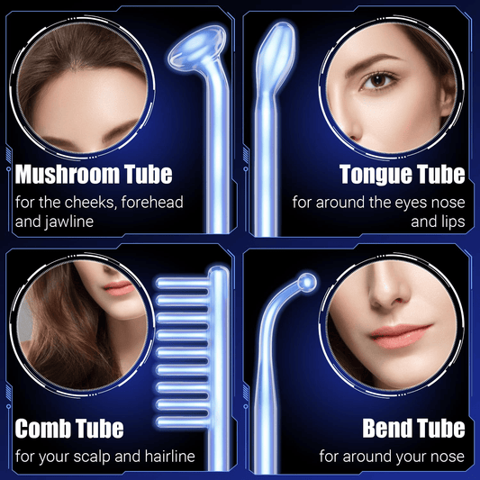 4-in-1 High Frequency Facial Wand for Skin Rejuvenation – Portable Anti-Aging Beauty Device for Wrinkle Reduction, Firming, Dark Circle & Acne Care.