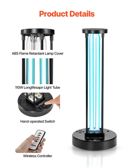 UV Light 36W Ultraviolet Lamp with Ozone Purifier with 30/60/120 Minutes Timer - GoTypical