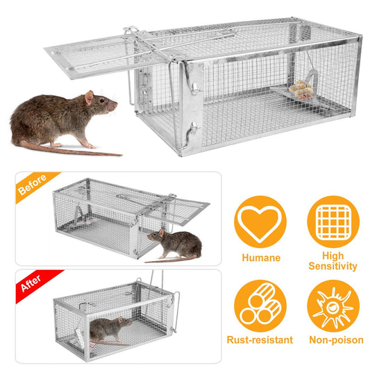 Rat Trap Cage Humane Live Rodent Trap Cage Mouse Control Bait Catch - GoTypical