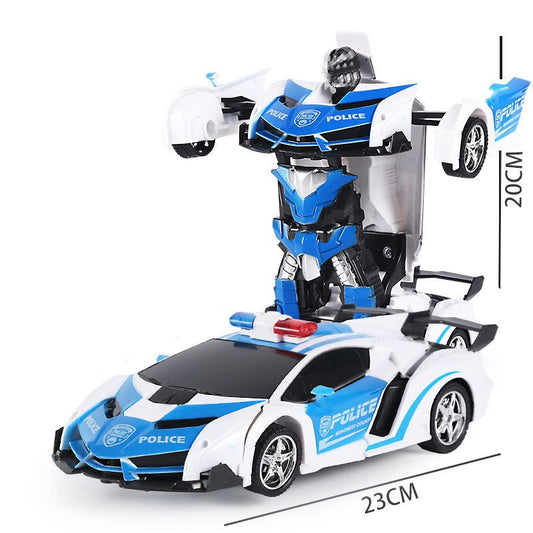 Remote Control Car; Transform Robot RC Car with One-Button Transforming 360 Degree Rotation Drifting; 1:18 Scale Police Car Ideal Xmas and Birthday Gift Toys for 5+ Year Old Boys/Girls.
