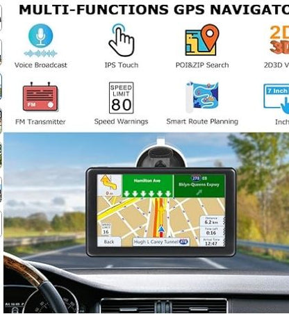 GPS Navigator for Car Truck, GPS Commercial Drivers 2025 Trucker GPS for Semi Truck with 7 in GPS Navigation Systems(Map Free Lifetime Updates), Voice Assist, Speed Limit Warnings.