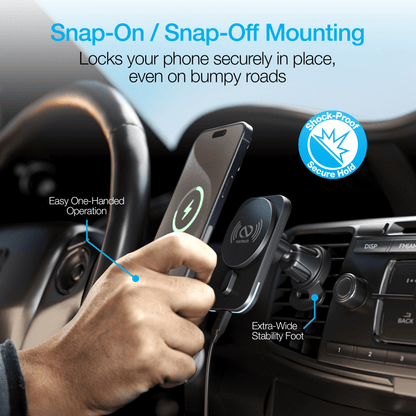 Naztech MagLock CAR 15W Magnetic Wireless Fast Charging Vent Mount with Qi2.