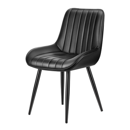 Set of 4 Dining Chairs Modern Fabric Kitchen Side Chair Back Metal Legs Black.