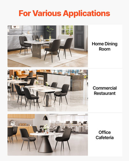Set of 4 Dining Chairs Modern Fabric Kitchen Side Chair Back Metal Legs Black.