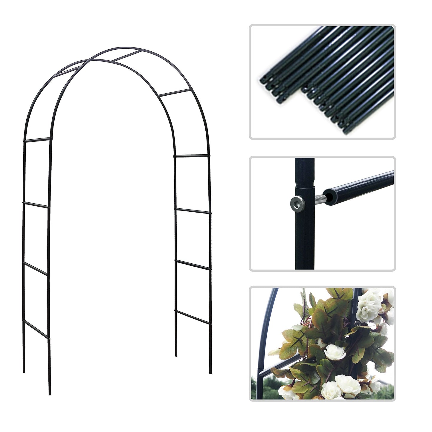 78"H x 45"W Metal Garden Arch Trellis; Wedding Arch,Adjustable Arbor Trellis for Garden Climbing Plants Support or Wedding Decor - GoTypical