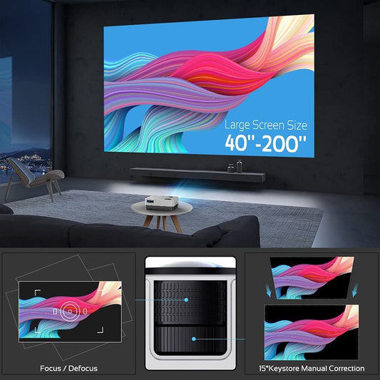 DBPOWER WiFi Projector, Upgrade 8500L Full HD 1080p Video Projector with Carry Case, Support iOS/Android Sync Screen, Zoom&Sleep Timer, 4.3' LCD Home Movie Projector Compatible w/Smart Phone/Laptop.