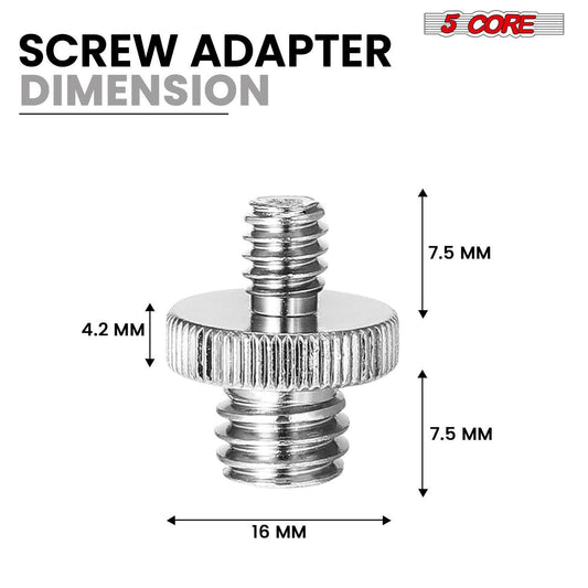 5 Core 3/8 to 1/4 Adapter 5Pcs Camera Mount Durable Tripod Screw Adapter for DSLR Monopod Microphone & Lighting 1/4 to 3/8 Screws Set - 1/4M-3/8M Camera Screw 5Pcs.