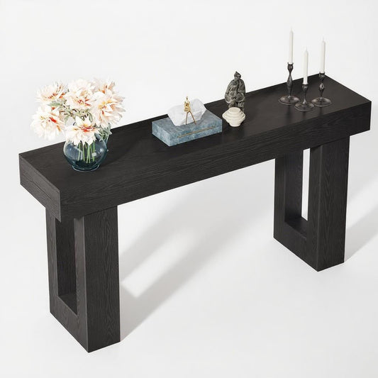63-Inch Long Console Table, Wooden Rectangular Sofa Table Behind The Couch.