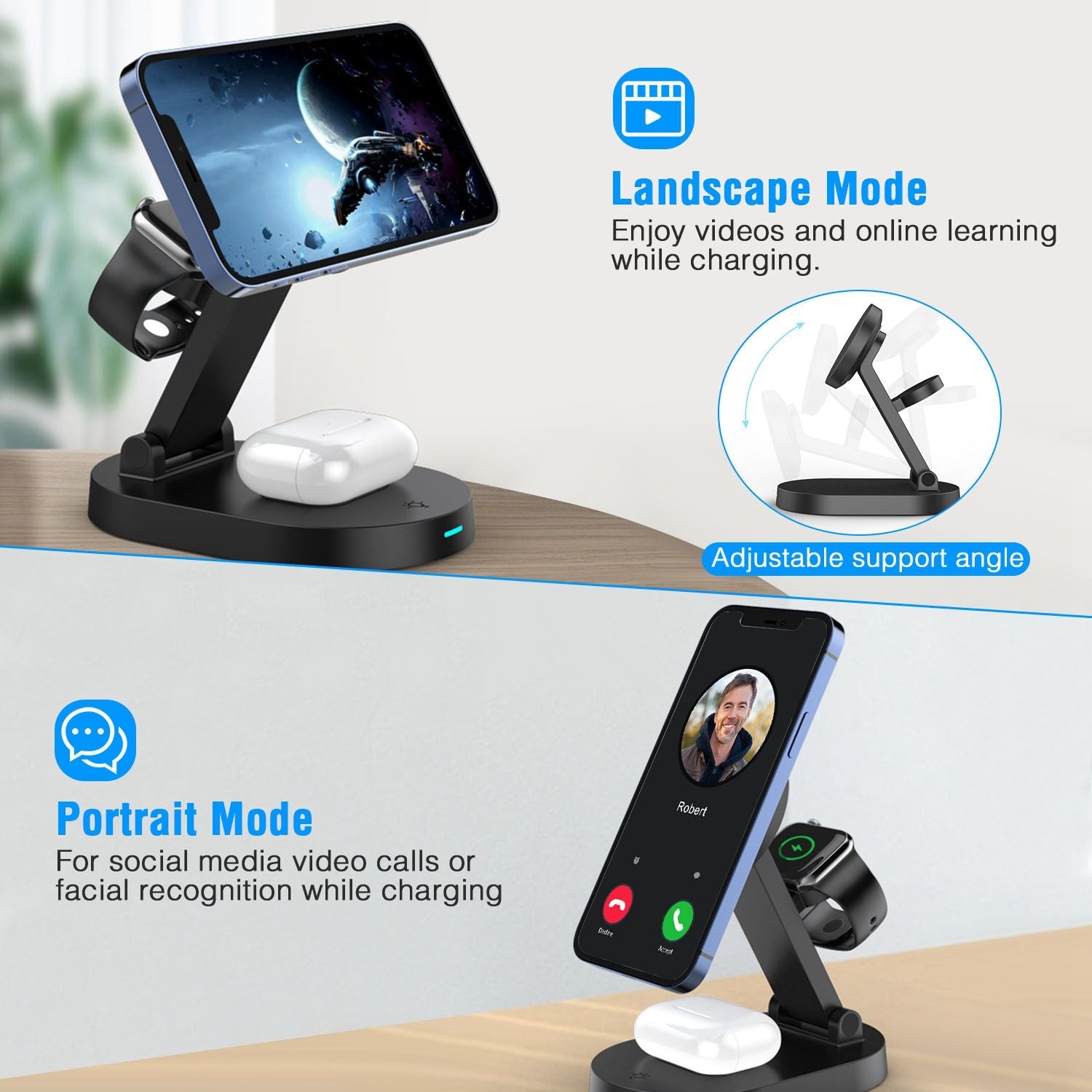 4-in-1 Magnetic Wireless Charging Station – 15W Fast Charge MagSafe Compatible - GoTypical