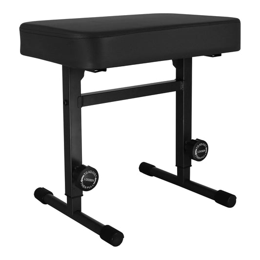 5 CORE Keyboard Bench Piano Stool T Style Black Thick Padded Cushion Seat | Height Adjustable 17 to 22 inch | Keyboard Chair (PU Leather) KBB H-ADJ BLK.