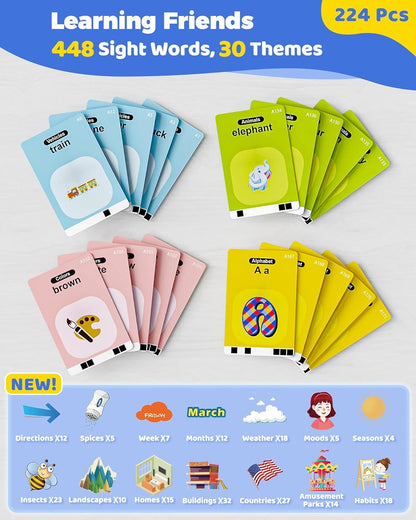 Talking Flash Cards - 448 Sight Words | Montessori Learning Toys for Kids Ages 1-5.