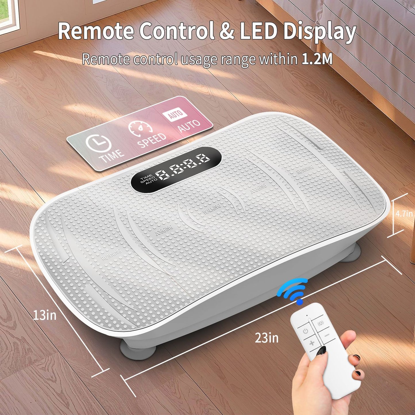 Vibration Plate Whole Body Exercise Vibrating Relaxation Machine Circulation Lymphatic Detox Device With LED Screen Low Noise Strong Power Bluetooth Remote Control Max Weight 330LB - GoTypical