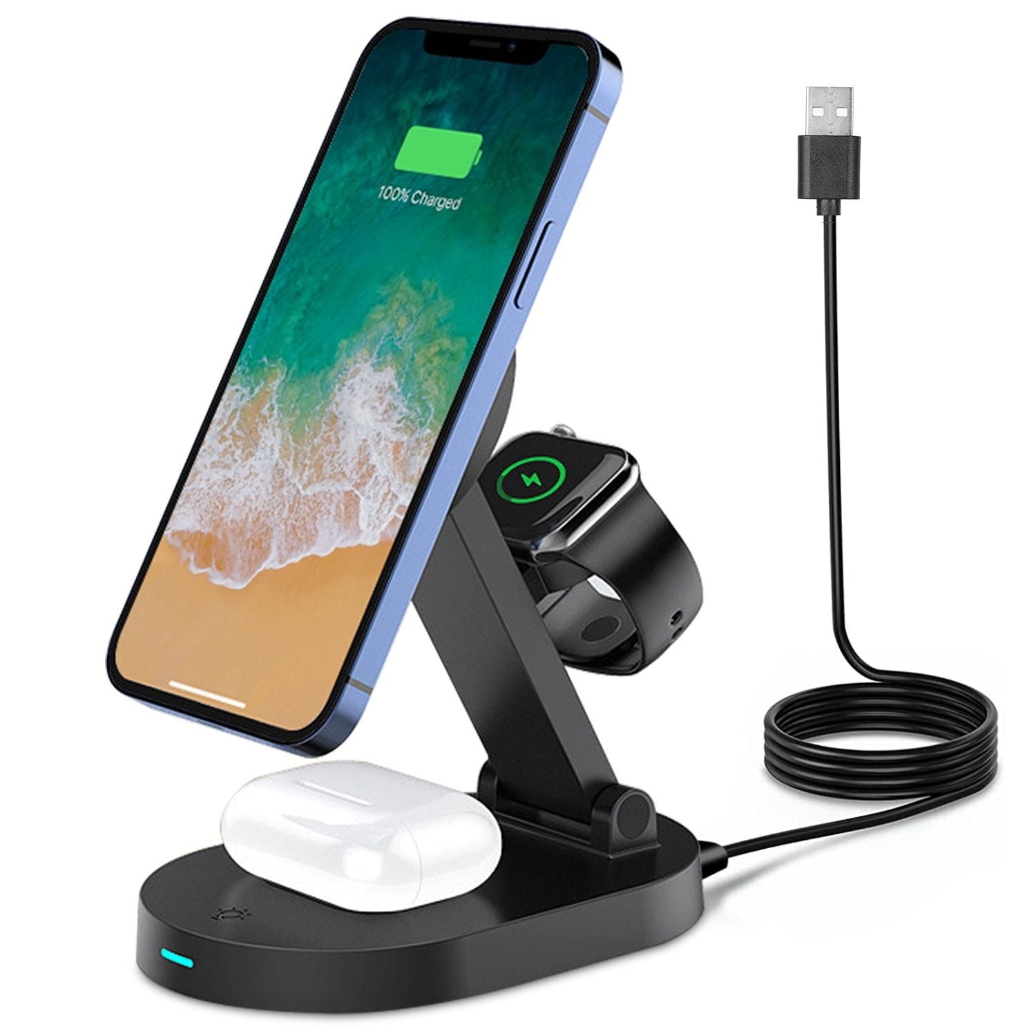 4-in-1 Magnetic Wireless Charging Station – 15W Fast Charge MagSafe Compatible - GoTypical
