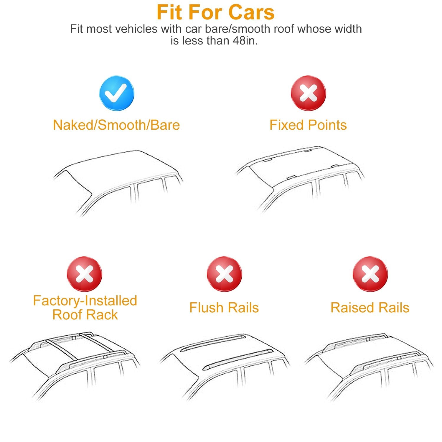 47.24in Universal Top Roof Rack Cross Bar Cargo Carrier Aluminum Crossbar Rack w/ 165LBS Capacity Fit for Most Vehicle Wagon Car Without Roof Side Rail.