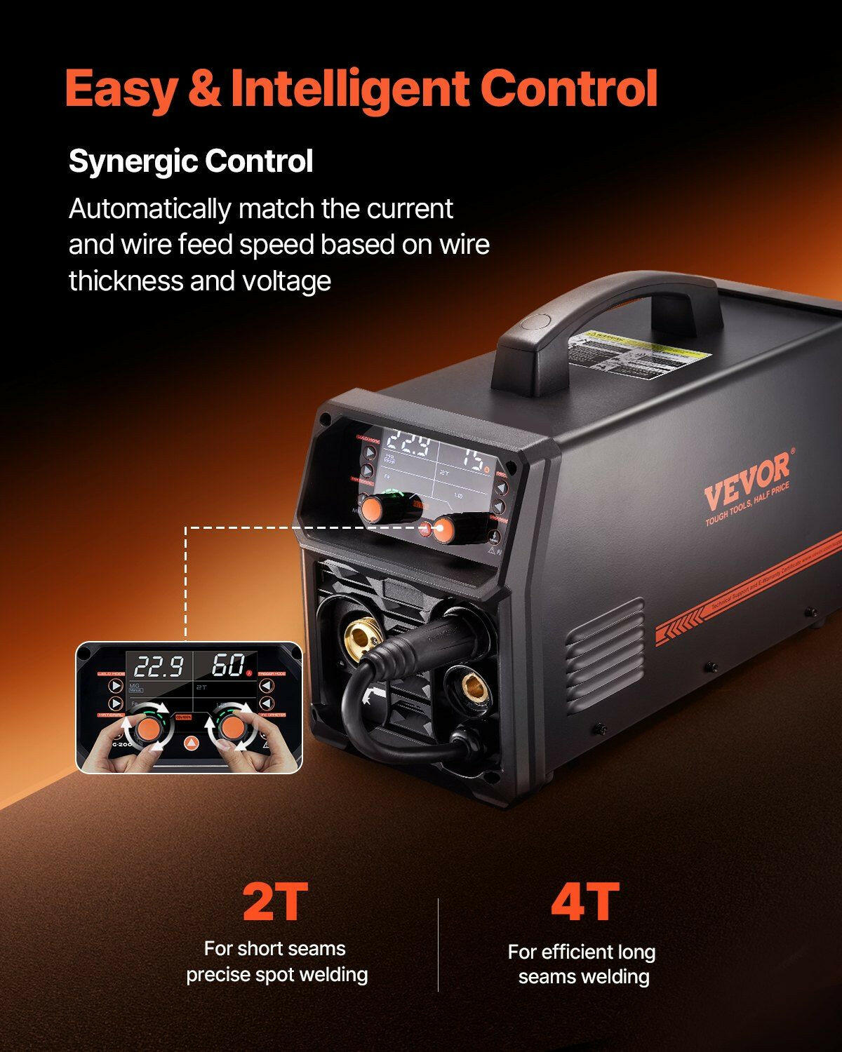 VEVOR 200A Pro MIG Welder 5-in-1 Synergic Welding Machine Dual Voltage - GoTypical