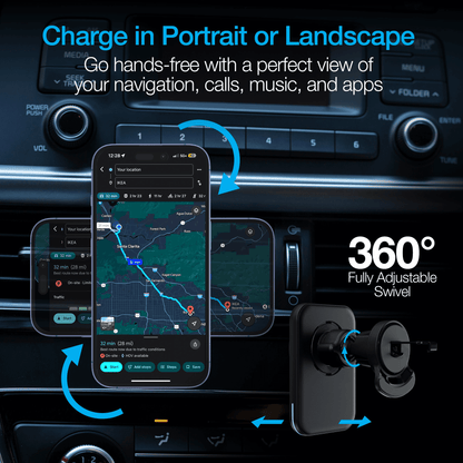 Naztech MagLock CAR 15W Magnetic Wireless Fast Charging Vent Mount with Qi2.