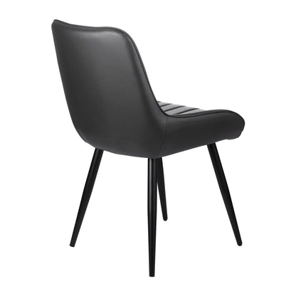 Set of 4 Dining Chairs Modern Fabric Kitchen Side Chair Back Metal Legs Black.