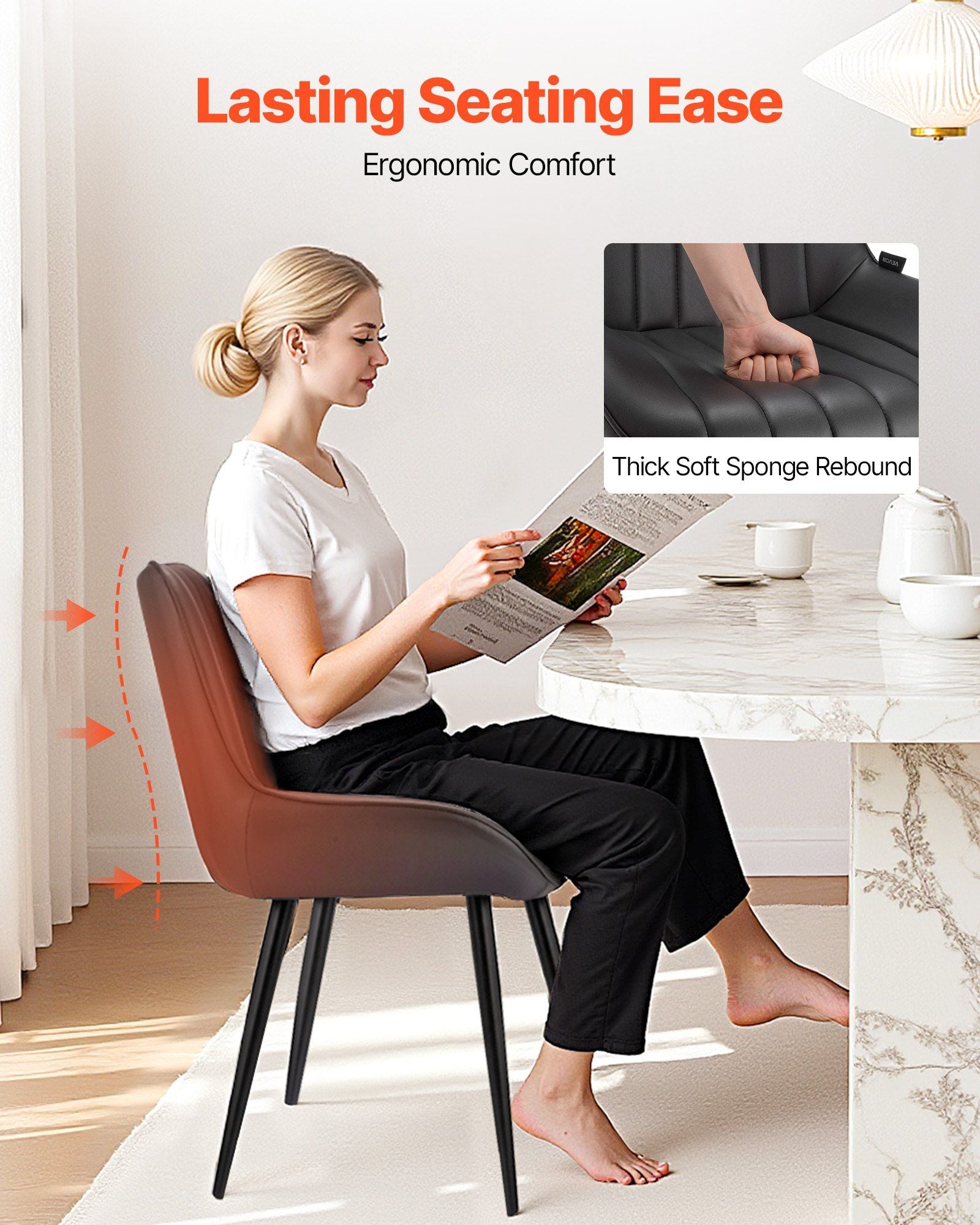 Set of 4 Dining Chairs Modern Fabric Kitchen Side Chair Back Metal Legs Black.