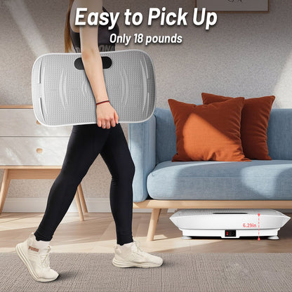 Vibration Plate Whole Body Exercise Vibrating Relaxation Machine Circulation Lymphatic Detox Device With LED Screen Low Noise Strong Power Bluetooth Remote Control Max Weight 330LB - GoTypical