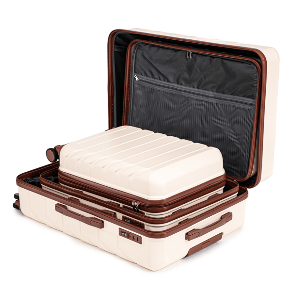 3 in 1 ABS&PC Trolley Box 20in 24in 28in Trolley Box Iron Tie Rod ABSPC Alloy Beige - GoTypical