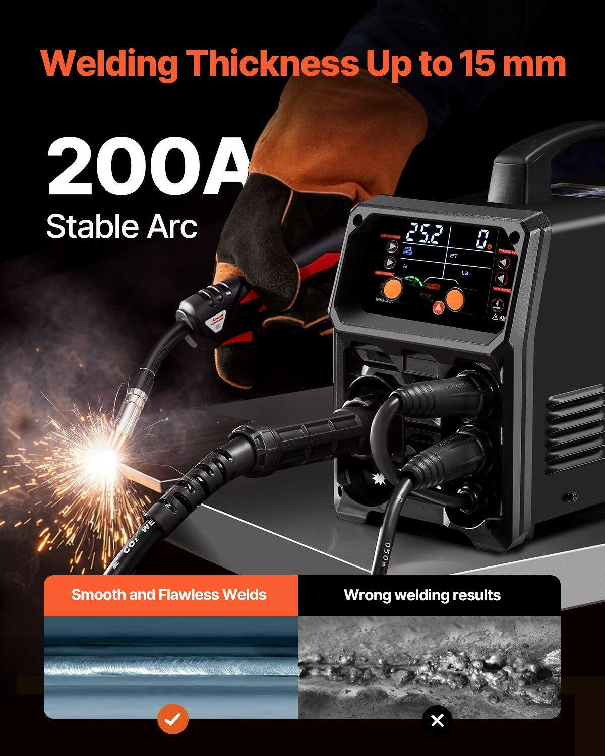 VEVOR 200A Pro MIG Welder 5-in-1 Synergic Welding Machine Dual Voltage - GoTypical