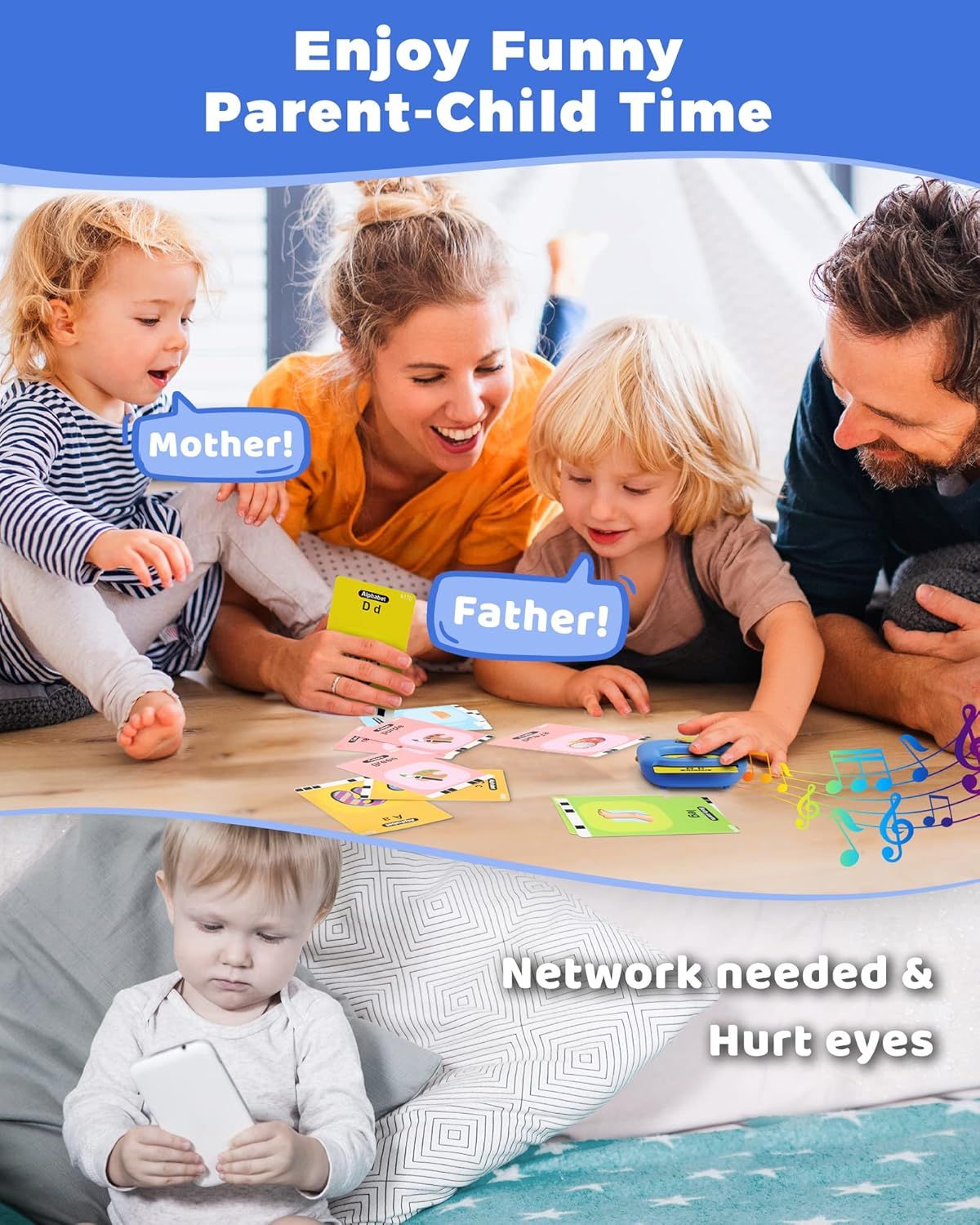 Talking Flash Cards - 448 Sight Words | Montessori Learning Toys for Kids Ages 1-5.