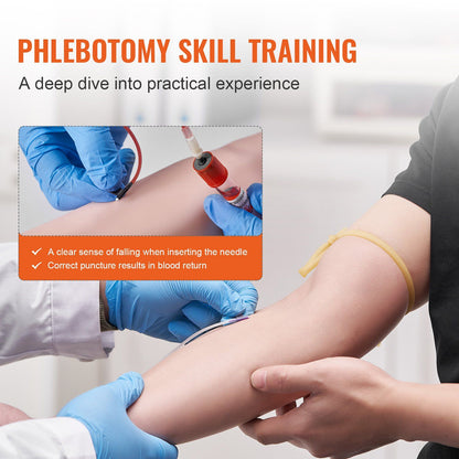 VEVOR Phlebotomy Practice Kit, IV Venipuncture Intravenous Training Kit, High Simulation IV Practice Arm Kit with Carrying Bag, Practice and Perfect IV Skills, for Students Nurses and Professionals - GoTypical
