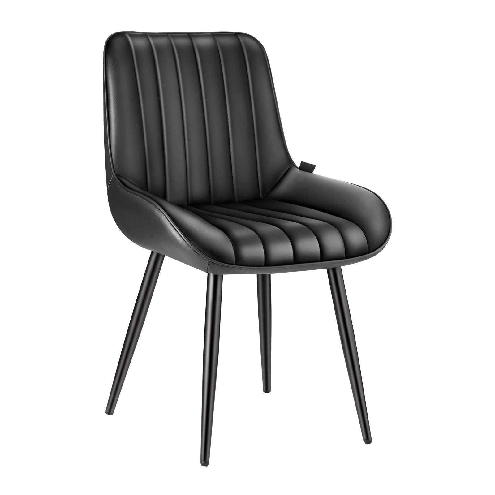 Set of 4 Dining Chairs Modern Fabric Kitchen Side Chair Back Metal Legs Black.
