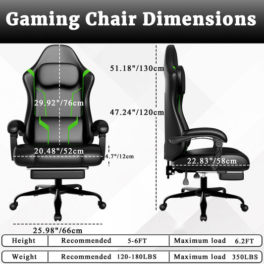 Ergonomic Gaming Chair, Electronic Gaming Chair With Pocket Spring Pad And Footrest, Height Adjustable Computer Chair.