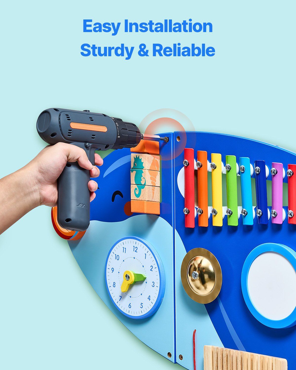 Orca Activity Wall Busy Board Panels 12 Activities Sensory Wall Panel - GoTypical