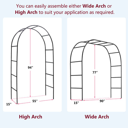 78"H x 45"W Metal Garden Arch Trellis; Wedding Arch,Adjustable Arbor Trellis for Garden Climbing Plants Support or Wedding Decor - GoTypical