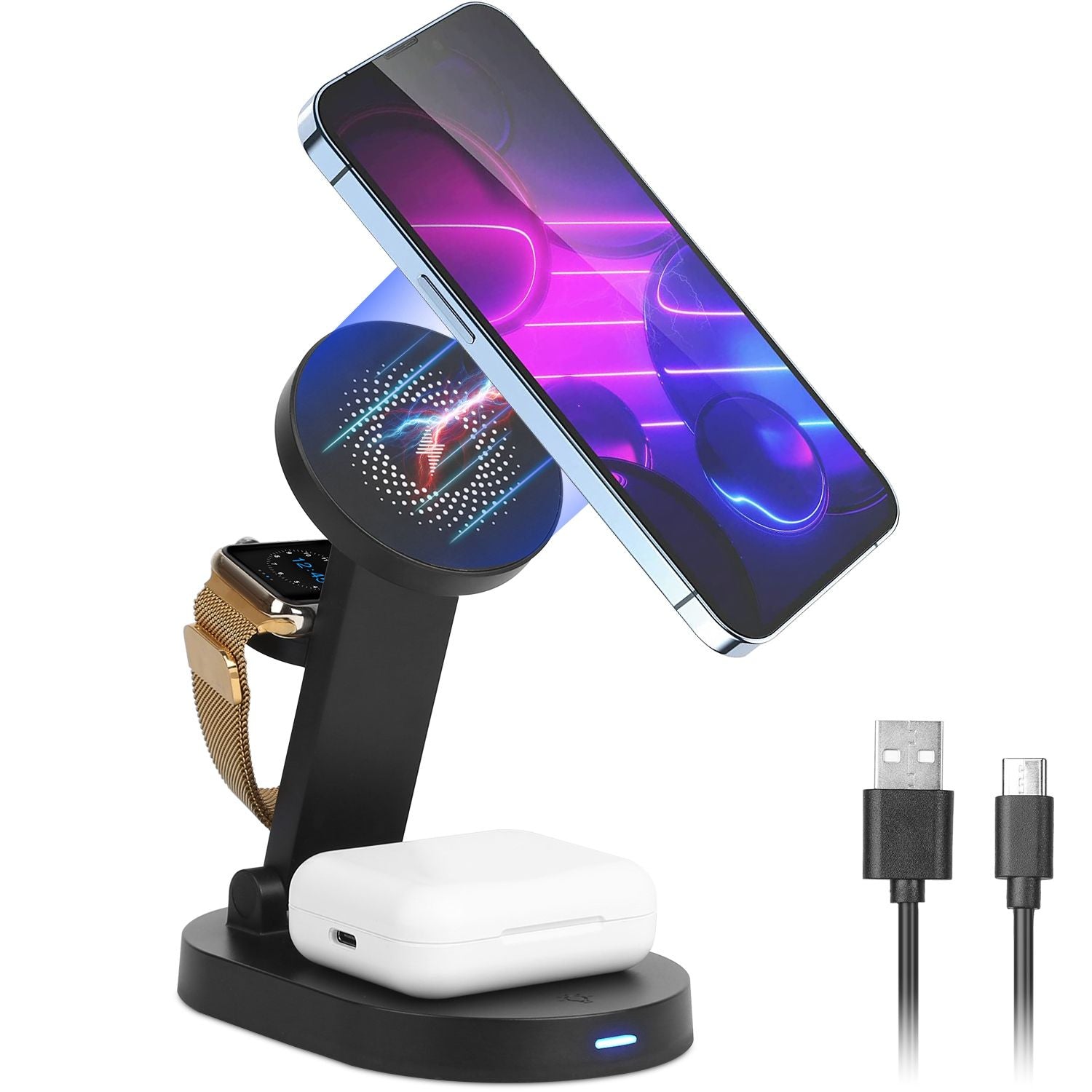 4-in-1 Magnetic Wireless Charging Station – 15W Fast Charge MagSafe Compatible - GoTypical
