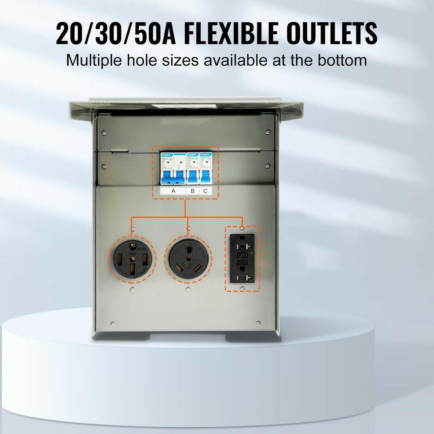 RV Power Outlet Panel – 50/30/20 Amp NEMA Receptacles with GFCI Protection - GoTypical