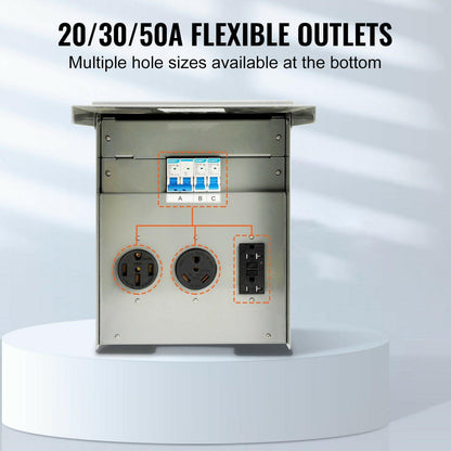 RV Power Outlet Panel – 50/30/20 Amp NEMA Receptacles with GFCI Protection - GoTypical