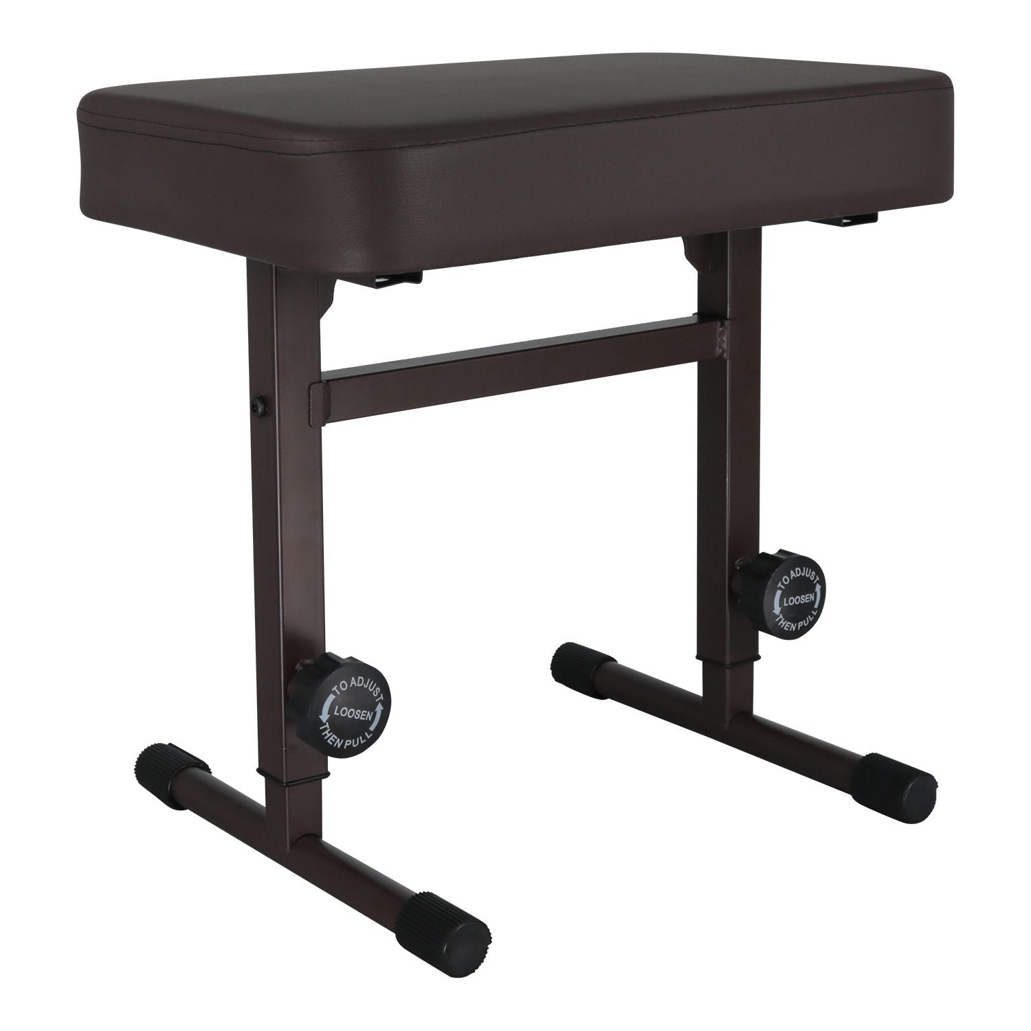 5 CORE Keyboard Bench Piano Stool T Style Brown Thick Padded Cushion Seat | Height Adjustable 17 to 22 inch | Keyboard Chair (PU Leather) KBB H-ADJ BR.