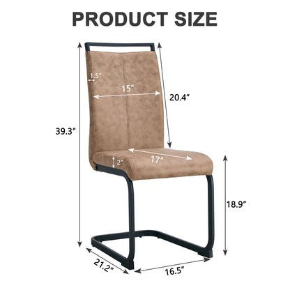 Dining Chairs,tech cloth High Back Upholstered Side Chair with C-shaped Tube Black Metal Legs for Dining Room Kitchen Vanity Patio Club Guest Office chair (Set of 2) Brown1162.