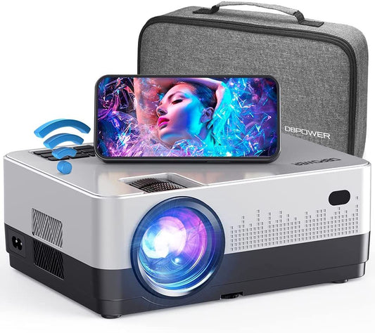 DBPOWER WiFi Projector, Upgrade 8500L Full HD 1080p Video Projector with Carry Case, Support iOS/Android Sync Screen, Zoom&Sleep Timer, 4.3' LCD Home Movie Projector Compatible w/Smart Phone/Laptop.