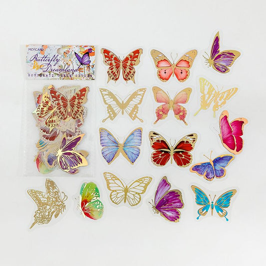 30 Pcs Gliding Butterfly Fairy Tales Transparent Decorative Decals For Phone Laptop Waterbottle Planner Diary Journal Scrapbook.