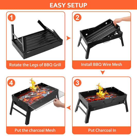 Portable BBQ Grill Foldable Charcoal Grill Lightweight Smoker Grill for Camping Picnics Garden Grilling.