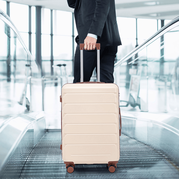 3 in 1 ABS&PC Trolley Box 20in 24in 28in Trolley Box Iron Tie Rod ABSPC Alloy Beige - GoTypical