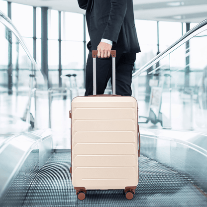 3 in 1 ABS&PC Trolley Box 20in 24in 28in Trolley Box Iron Tie Rod ABSPC Alloy Beige - GoTypical