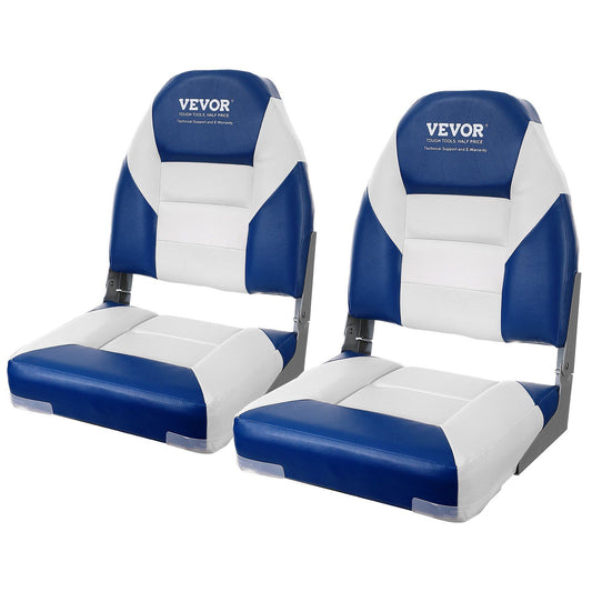 VEVOR Boat Seats, 21.85" High Back Boat Seat, Folding Boat Chair with Thickened Sponge Padding and Hinge, Fold-Down Boat Captain Chairs for Fishing Boat, Sightseeing Boat, Speedboat, Canoe, 2-Pack.