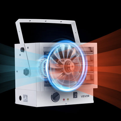 VEVOR Electric Garage Heater, 5000-Watt Wall/Ceiling Mounted Shop Heater for 2 Cars, Overheat Protection & 3 Adjustable Angles, Heavy Duty Commercial for Indoor Workshop Warehouse, 240V White - GoTypical